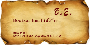 Bodics Emilián névjegykártya